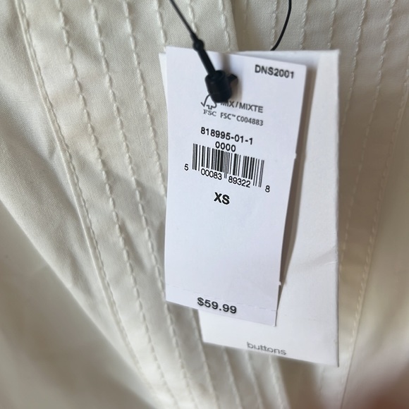 NWT Banana Republic White Long Sleeve Poet Top.  Size XS - Picture 4 of 4